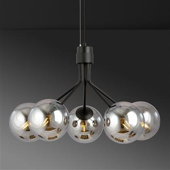 NOVA 5  BLACK/GRAFIT 	1140/5 lampa wisząca design szklane klosze