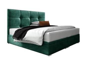 Łóżko kontynentalne z pojemnikiem na pościel - HARI II 140x200 cm - kolor zielony