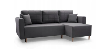 Prawostronny narożnik z funkcją spania Sofia - w stylu skandynawskim - kolor szary