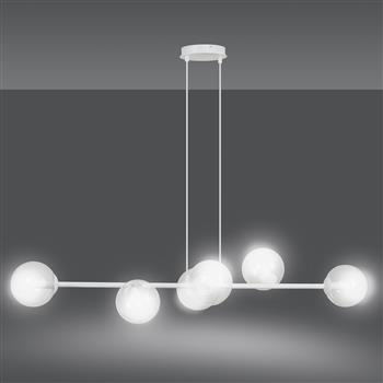 ROSSI 6 WH TRANSPARENT 877/6 lampa sufitowa wisząca biała transparentne klosze