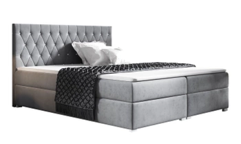 Łóżko kontynentalne z pojemnikiem na pościel - CAMILIE 160x200 cm - kolor szary