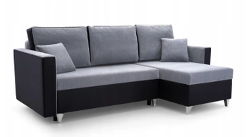 Narożnik z funkcją spania Rio - prawostronny - kolor jasny szary/czarny