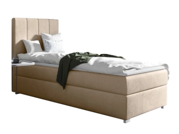 Pojedyncze łóżko kontynentalne z pojemnikiem na pościel - ANNA SMALL 90x200 cm - kolor beżowy