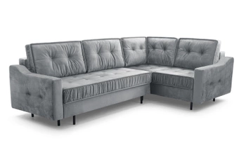 Narożnik z funkcją spania Atika z pikowanymi poduchami - lewostronny - kolor szary