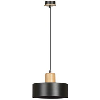 TORIN 1 BLACK 1046/1 nowoczesna lampa sufitowa czarna drewniane elementy