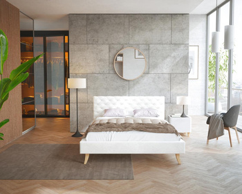 Łóżko tapicerowane KALIFORNIA- TRINITY (BIAŁY) - 160 x 200