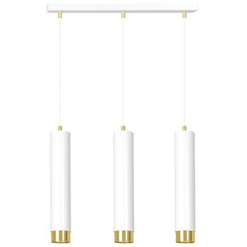 KIBO 3 WHITE-GOLD 642/3 designerski spot wiszący białe tuby złote dodatki