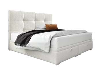 Łóżko kontynentalne z pojemnikiem na pościel - HARI II 160x200 cm - kolor biały