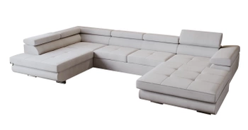 Narożnik z funkcją spania Miami Big - lewostronny w kształcie U - kolor kremowy