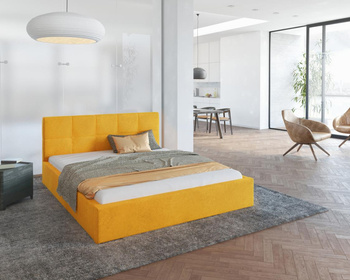 Łóżko tapicerowane RINO - Paris, kolor: mostaza - 120 x 200