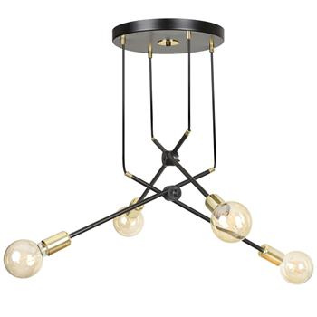 GEOMET 4 BLACK 667/4 lampa wisząca sufitowa loft regulowana złote elementy