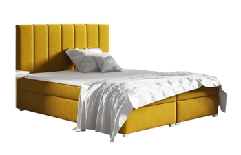 Łóżko kontynentalne z pojemnikiem na pościel - ANNA 160x200 cm - kolor żółty