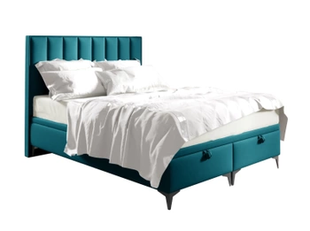 Łóżko kontynentalne z pojemnikiem na pościel - ZOFIA I 180x200 cm - kolor ciemny zielony