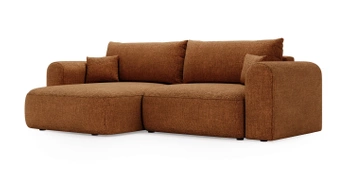 Wygodny narożnik Nexto – lewostronny narożnik do salonu z funkcją spania - kolor brązowy