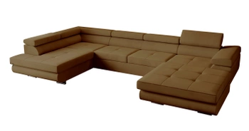 Narożnik z funkcją spania Miami Big - lewostronny w kształcie U - kolor brązowy