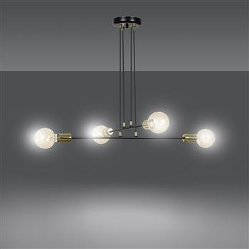 VESIO 4 BLACK 785/4 lampa wisząca loft regulowana złote elementy