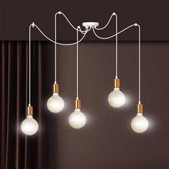 SPARK 5 WHITE 447/5 Zwis na kablu w stylu Loft Edison biały