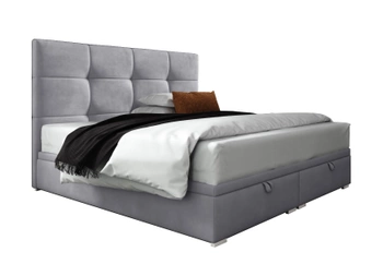 Łóżko kontynentalne z pojemnikiem na pościel - HARI II 140x200 cm - kolor szary