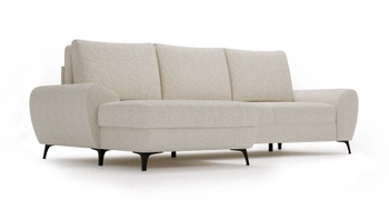 Narożnik Looki - sofa rozkładana z pojemnikiem na pościel - kolor kremowy