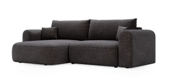 Wygodny narożnik Nexto – lewostronny narożnik do salonu z funkcją spania - kolor ciemny szary
