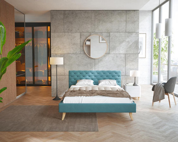 Łóżko tapicerowane KALIFORNIA- TRINITY (turkus) - 140 x 200