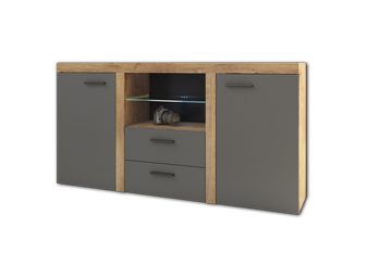 Komoda do salonu Remo 156 cm Grafit / Dąb lefkas