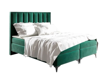 Łóżko kontynentalne z pojemnikiem na pościel - ZOFIA 160x200 cm - kolor zielony