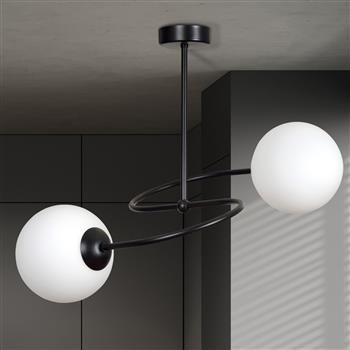 SELBI 2 BLACK 734/2 oryginalna lampa sufitowa czarna LOFT szklane mleczne klosze
