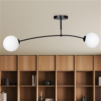 PREGOS 2 BLACK 670/2 oryginalna lampa sufitowa czarna LOFT szklane mleczne klosze