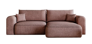 Wygodny narożnik Nexto – prawostronny narożnik do salonu z funkcją spania - kolor różowy