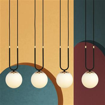 GLAM 4 BLACK/OPAL 1112/4 lampa wisząca szklane klosze GLAMOUR