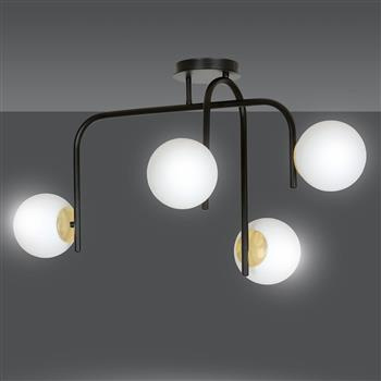 RAGNAR 4B BLACK 1032/4B nowoczesna lampa sufitowa czarna szklane klosze