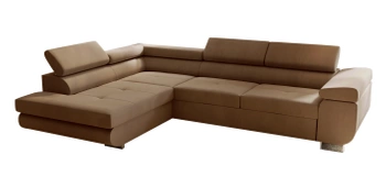 Narożnik z funkcją spania Miami - lewostronny - kolor brązowy