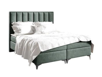 Łóżko kontynentalne z pojemnikiem na pościel - ZOFIA 160x200 cm - kolor khaki