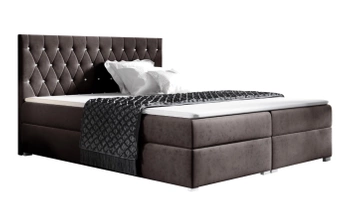 Łóżko kontynentalne z pojemnikiem na pościel - CAMILIE 140x200 cm - kolor brązowy