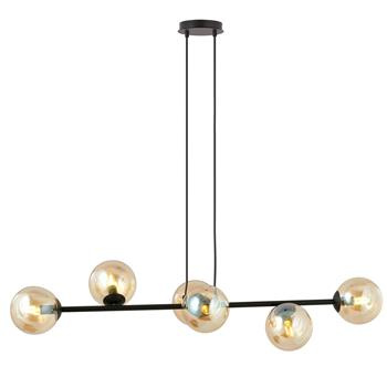 ROSSI 6 BL MIODOWY 876/6 lampa sufitowa wisząca czarna miodowe klosze