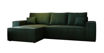 Narożnik z funkcją spania Paris - nowoczesna sofa narożna - kolor butelkowa zieleń