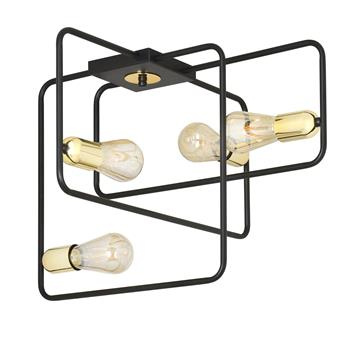 SAVO 4 BLACK-GOLD 353/4 plafon sufitowy w stylu Loft Edison czarny złote dodatki