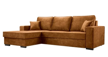 Nowoczesny narożnik z funkcją spania Lapi - lewostronny - kolor pomarańczowy