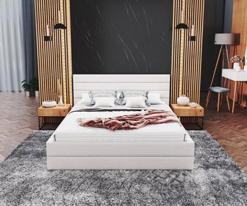 Łóżko tapicerowane -VIRGINIA TRINITY (BIAŁY) - 160 x 200