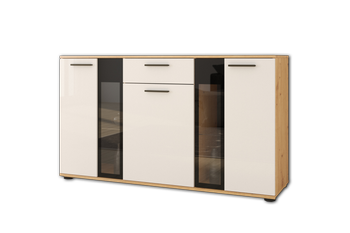 Komoda do salonu Osman 140 cm Biały / Dąb Artisan