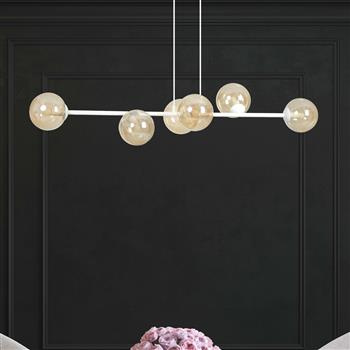 ROSSI 6 WH MIODOWY 879/6 lampa sufitowa wisząca biała miodowe klosze