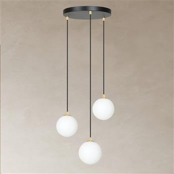 ROYAL 3 BLACK 1243/3PREM lampa wisząca żyrandol złota klosze kule DESIGN