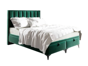 Łóżko kontynentalne z pojemnikiem na pościel - ZOFIA I 160x200 cm - kolor zielony