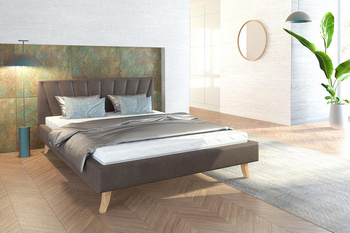 Łóżko tapicerowane - HEAVEN TRINITY (BRĄZOWY) - 120 x 200