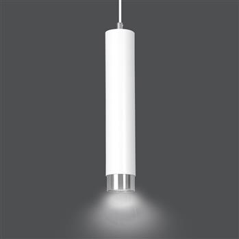 KIBO 1 WHITE-CHROME 641/1 designerski spot wiszący biała tuba srebrne dodatki