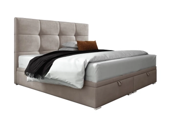 Łóżko kontynentalne z pojemnikiem na pościel - HARI II 180x200 cm - kolor beżowy