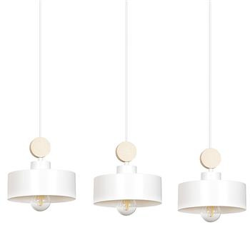 TUNISO 3 WHITE 583/3 wisząca lampa styl skandynawski drewno biała szeroki klosz