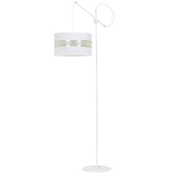 KORNO LP1 WHITE 649/LP1 lampa podłogowa duży biało-złoty abażur regulowana wysokość