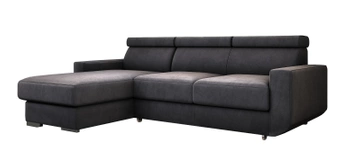 Narożnik z funkcją spania Madryt - lewostronny - kolor ciemny szary